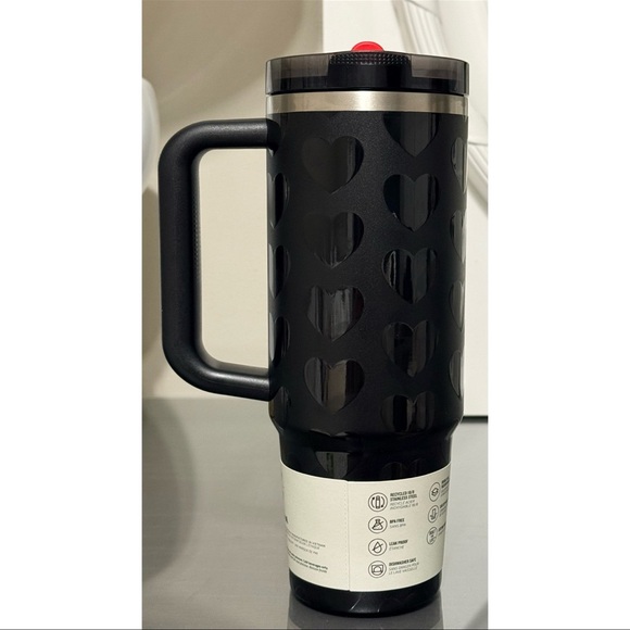 STANLEY VALENTINE’S QUENCHER PROTOUR FLIP STRAW TUMBLER, 30OZ- BLACK LOVELY - Picture 2 of 4